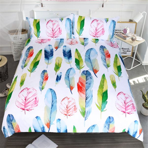 3d Designs Colored Feather Bedding Set Queen King Size Reactive