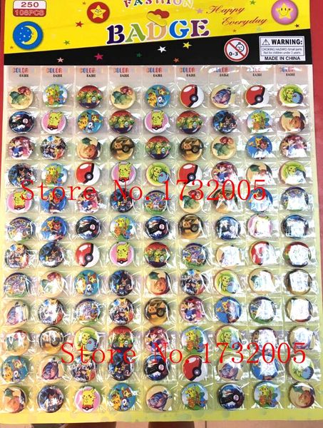 

new 108pcs/set cartoon japanese anime pin badges,round brooch badge kids clothing accessories 2.5cm ing, Gray