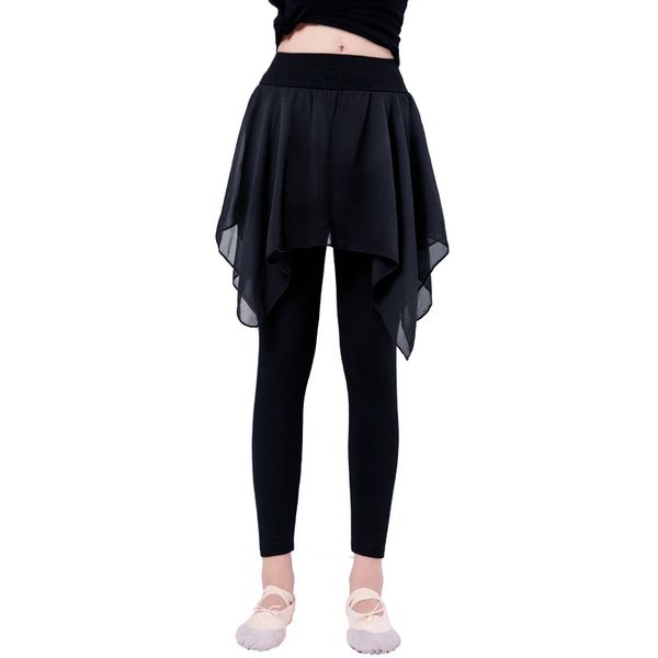 

girls fitness cotton ballet dance pants lyrical chiffon skirt gymnastics yoga practicing leggings for children, Black;red