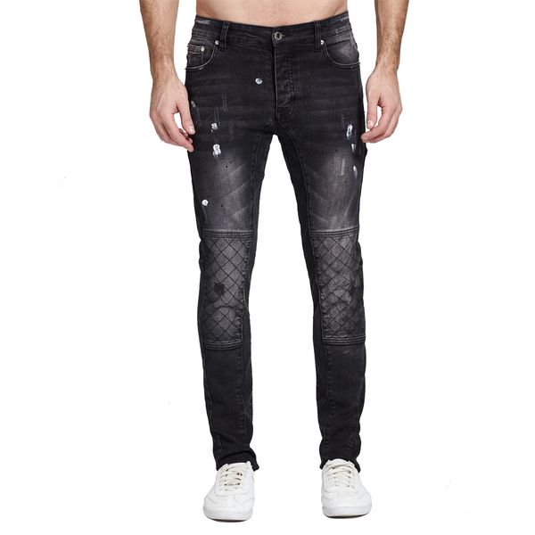 

men jeans black biker jeans fashion design motocycle strech for men h0112, Blue