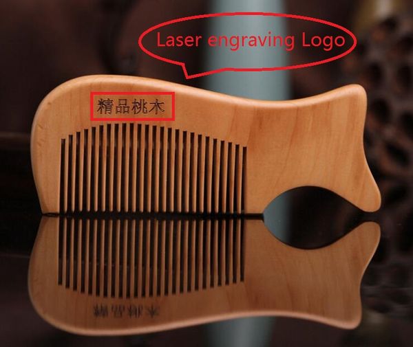 Personalizado Seu LOGOTIPO De Madeira Pentes De Gravação A Laser Logotipo Pente De Madeira Natural Pente de Barba Esculpir O Seu Nome Homens Grooming Presentes Da Promoção Do Negócio