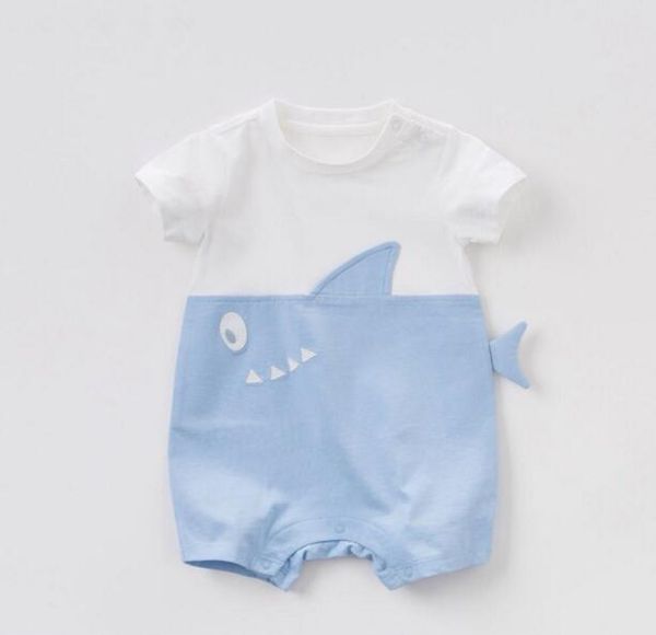 

Ins NEW Summer infant Kids romper short sleeve round collar boy girl Romper 100% cotton whale design baby Climb summer romper baby clothing