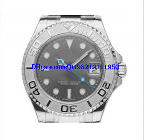 Hochwertige Luxus-Armbanduhr, Herrenuhr, graues Zifferblatt, blaue Nadel, Edelstahlarmband, Automatikwerk, 36 mm