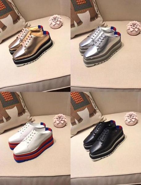 

stella mccartney 2018 summer semi sandals genuine leather lace-up wedge shoes, Black