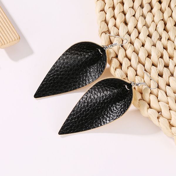 

pretty pu leather earring teardrop earrings for women fashion trendy bohemia water drop leaf earrings, Silver