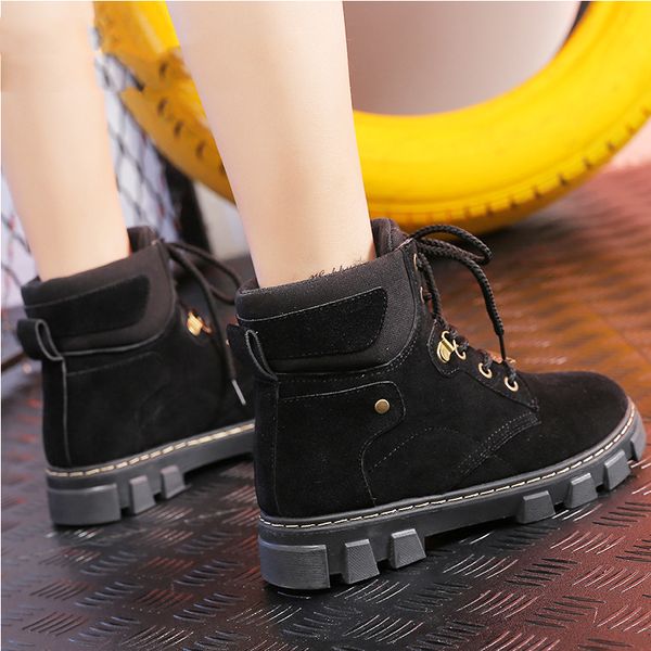 

fashion boots lace up pu leather women ankle boots spring autumn boots heels platform indestructible shoes, Black