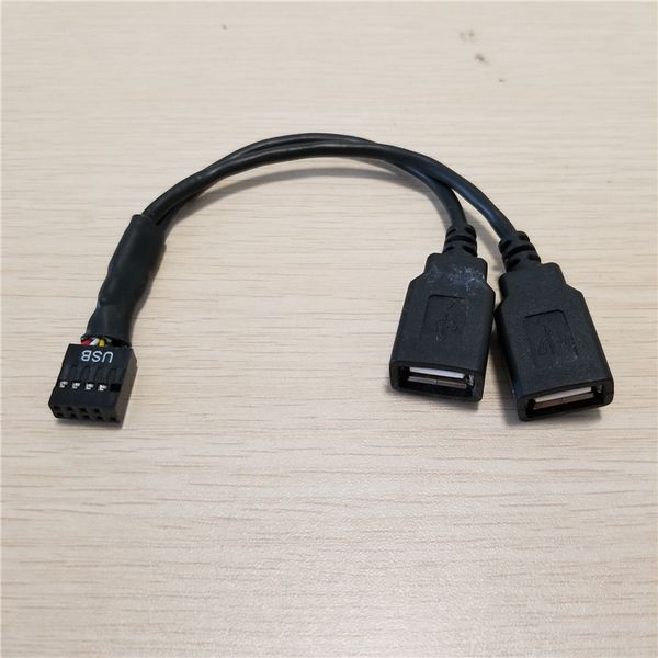 

10pcs/lot motherboard usb2.0 9pin female to dual a female splitter data cable 24awg for usb device external to internal