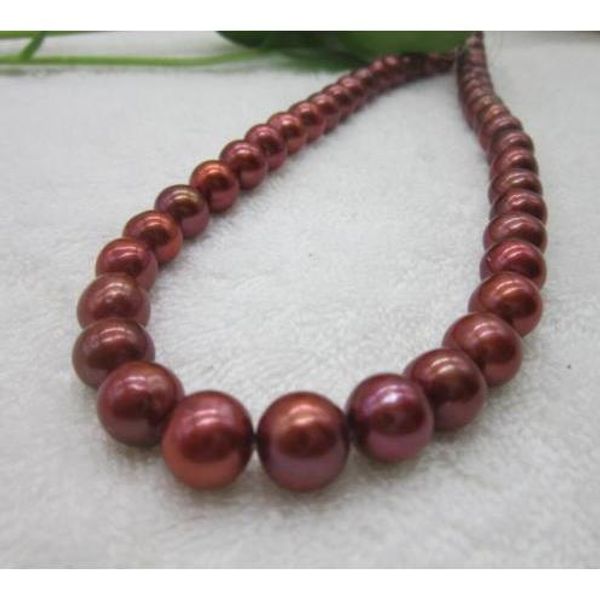 

18" 10-11mm natural south sea beautiful red pearl necklace 14k white clasp, Silver