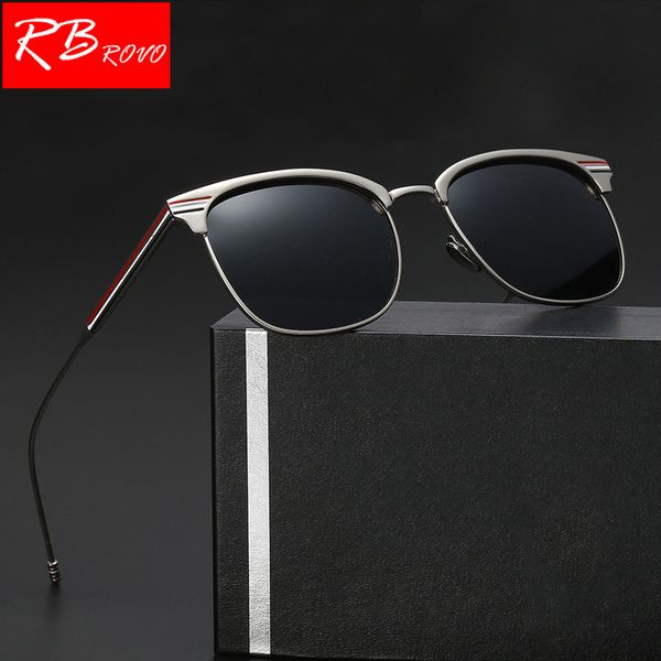 

rbrovo 2018 goggle polarized sunglasses men uv400 designer classic metal hd glasses gafas driving eyewear for men/women uv400, White;black