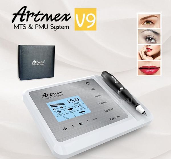 2020 Nuovo arrivo Artmex V9 Digital 5 in 1 Trucco permanente Macchina per tatuaggi Eyeline Labbra Penna rotante MTS PMU Cura della pelle Derma Pen
