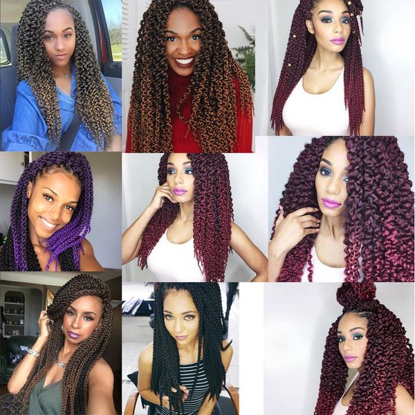 

3d cubic twist crochet braids afri naptural tm split synthetic ombre havana mambo senegalese ress twist hair extensions, Black