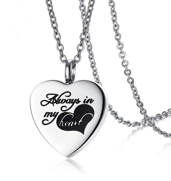 

always in my heart stainless steel pendant necklace with chain for man and woman sale, Silver