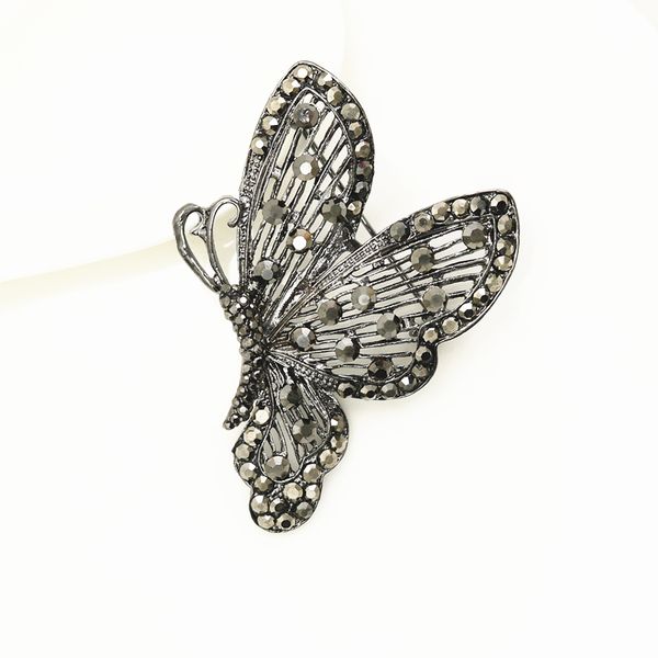 

oneckoha gunblack plating butterfly brooch pin black stone animal pin selling brooches, Gray