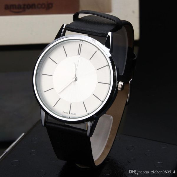 

Fashion women men Lovers' couple Leather strap quartz wrist watch C12