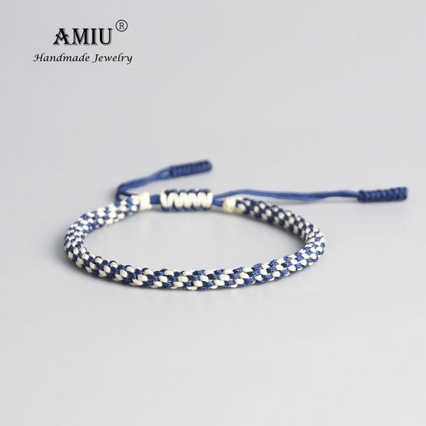 

amiu tibetan buddhist lucky amulet tibetan bracelets & bangles for women and men handmade knots rope lucky gift bracelet, Black