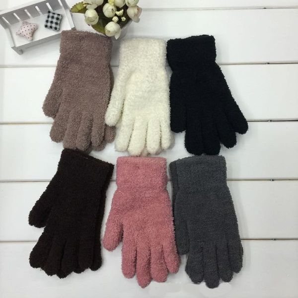 Mulheres Cinco Dedos Luvas Inverno Quente Fluffy Mittens Adulto Size Mulher Moda Cor Pura Atacado Melody2041