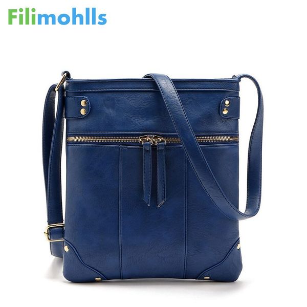 

2018 fashion double zipper women messenger bags pu shoulder bag crossbody european vintage women small bag s1368