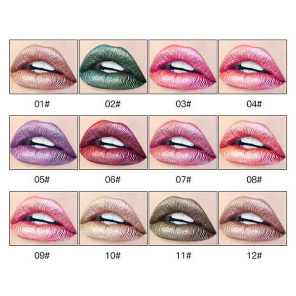 

12 colors professional long lasting lipgloss shimmer shining metallic red lip tint velvet matte nude liquid lipstick
