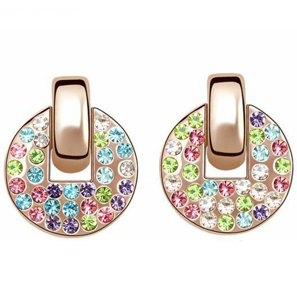 

austrian crystal drop earrings bijoux women designer jewelry dangle fashion accessories for women rose gold plated 5556, Silver