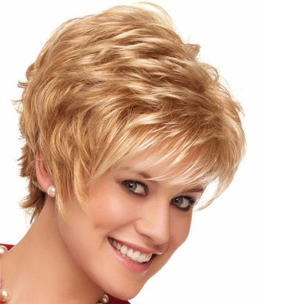 2018 Hot Sale Beautiful Boy Fashion Cut Short Hair Wigs For Women Straight Style Synthetic Blonde Wig With Bangs Uk 2019 From Keerkeshangmao Gbp