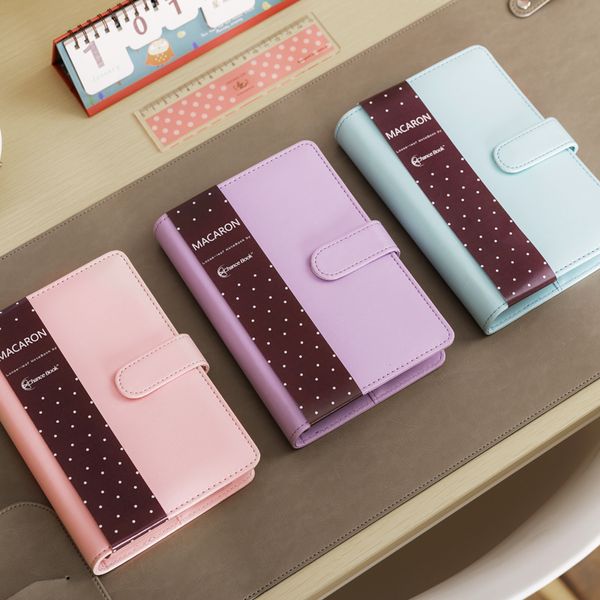 

cute macaron leather spiral notebook a5 a6 original office personal diary/week planner/agenda organizer stationery wj-xxwj265, Purple;pink