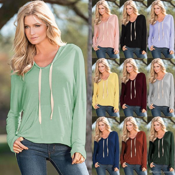 

new fashion girl hoodies cotton long sleeve blouses sweatshirts women solid casual coat autumn jackets pullover outwear jumper women clothes, Black