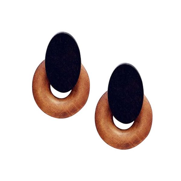 

горячая мода старинные ювелирные изделия ручной работы небольшой круглый коричневый натурального дерева серьги для женщин известный бренд юв, Golden