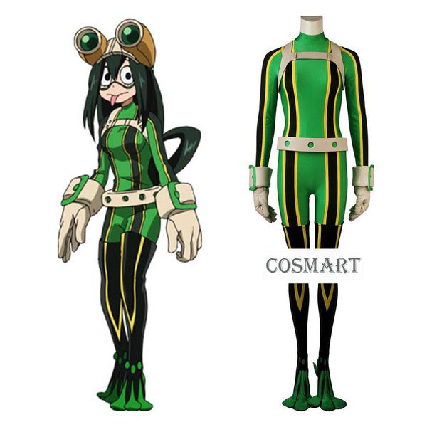 

customize]anime boku no my hero academia asui tsuyu cosplay costume battle uniform full set halloween costume for women man, Black