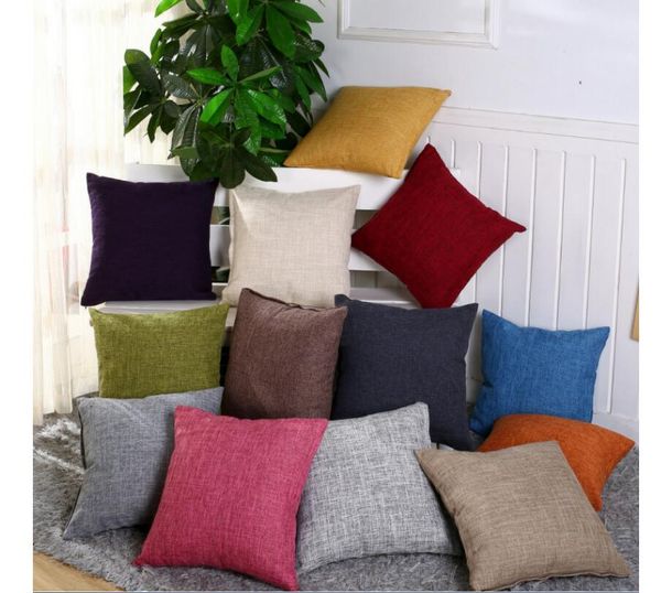 40 40cm Solid Linen Pillowcase Pillow Suit Simple Plain Decorative