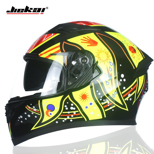 

brand new genuine jiekai full face helmet winter warm dual shade motorcycle helmet casco motorcycle e moto racing helmet