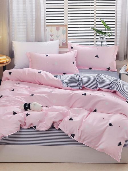 

3/4pcs duvet covers set adorable geometric shape pattern soft home linen set