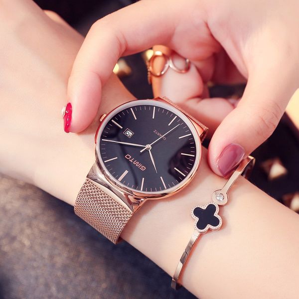 

gimto brand luxury gold women watches steel quartz ladies rose bracelet watch casual clock lovers girl simple wristwatch relogio y18102310, Slivery;brown