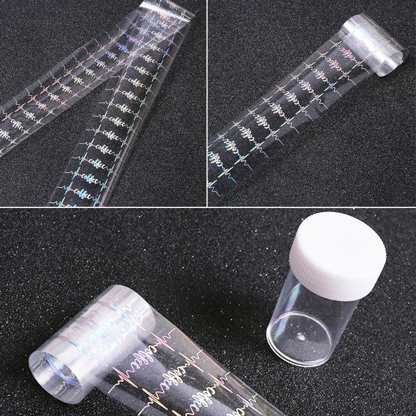 

laser nail foil silver transfer sticker holographic transparent manicure lucency christmas phoenix nail art decal decoration, Black