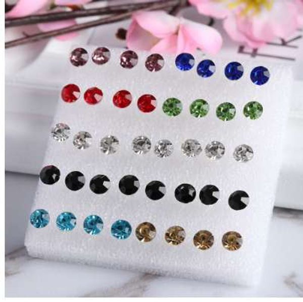

18 pairs/box cute women silver plated stud earrings set with box classic mixed styles star heart moon earrings jewelry, Golden;silver