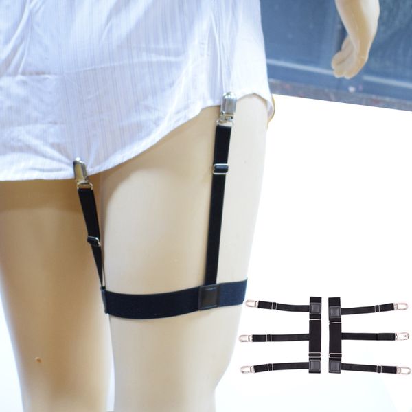 

1 pair new design mens shirt stays garters suspenders braces elastic garter with non-slip locking clamps shirt holder, Black;white