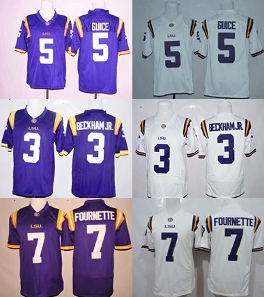 

lsu tigers college football jerseys 5 derrius guice 3 odell beckham jr. 7 leonard fournette white purple size s-3xl factory outlet, Black;red