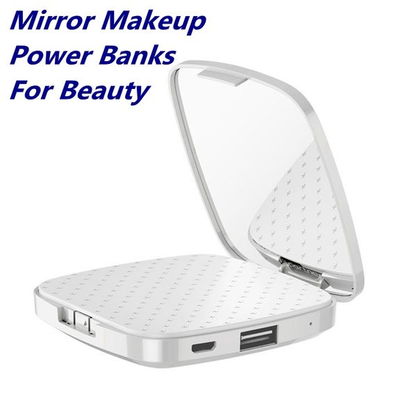 

Special offer 1500 3000 mah makeup mirror mobile phone power bank co metic portable backup battery charging for beauty cut cartoon tyle