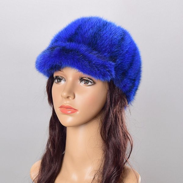 Chapéus de pele feminina Mink Fur Cap Chapéus De Malha Para As Mulheres de Inverno Gorros Moda Russa Chapéu das Mulheres Tampas de Inverno Das Mulheres D18110102