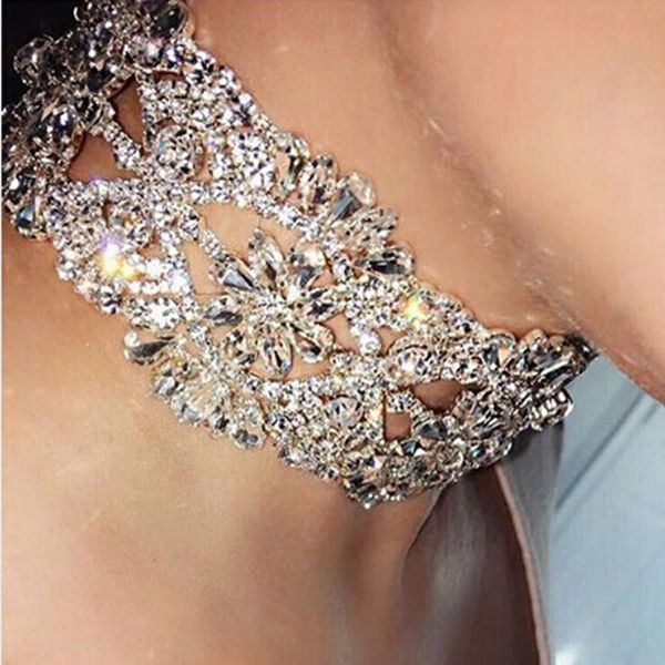 

2016 мода большой кристалл цветы воротник ожерелье колье старинные заявление ожерелье женщины ювелирные изделия макси ожерелья шею ожерелье, Golden;silver