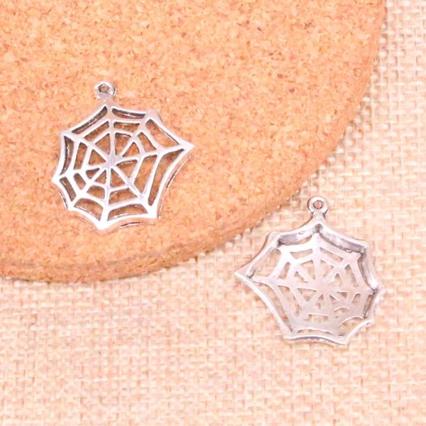 

20pcs tibetan silver plated cobweb spider halloween charms pendants for jewelry making diy handmade craft 25*23mm, Bronze;silver