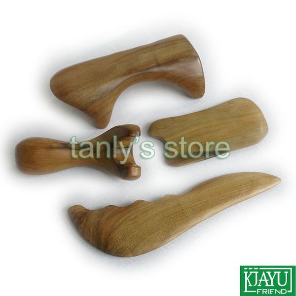

gift gua sha chart & bag wholesale scented wood beauty face massage guasha set 4pcs/set 55*105mm(item no 9