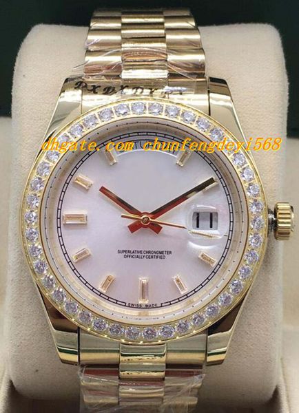 

luxury watches 5 style diamond bezel mens 228238 18k yellow gold diamond dial 41mm automatic fashion brand men's watch wristwatch, Slivery;brown