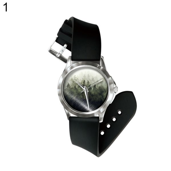 

women men mountain watch analog display pvc quartz wrist watch gift decor, Slivery;brown