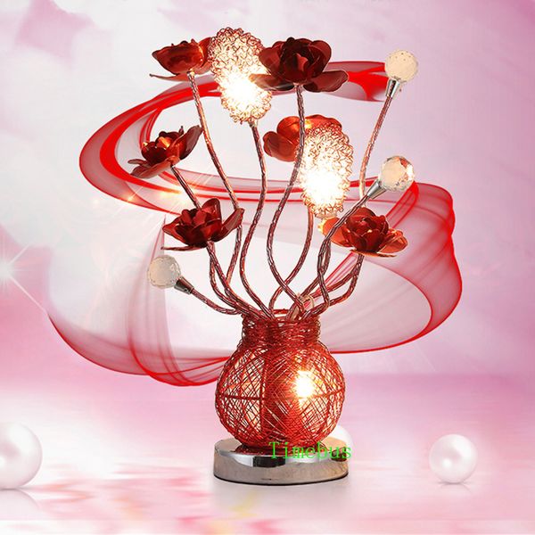 2019 Bedroom Bedside Lamp Led Crystal Desk Lamp Creative Aluminum Luminaire Red Rose Wedding Led Table Lamp Birthday Party Decorating Light Led N From