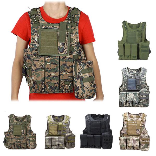 

600d oxford tactical vest army molle vest cs combat hunting pouch assault plate carrier outdoor equipment, Camo