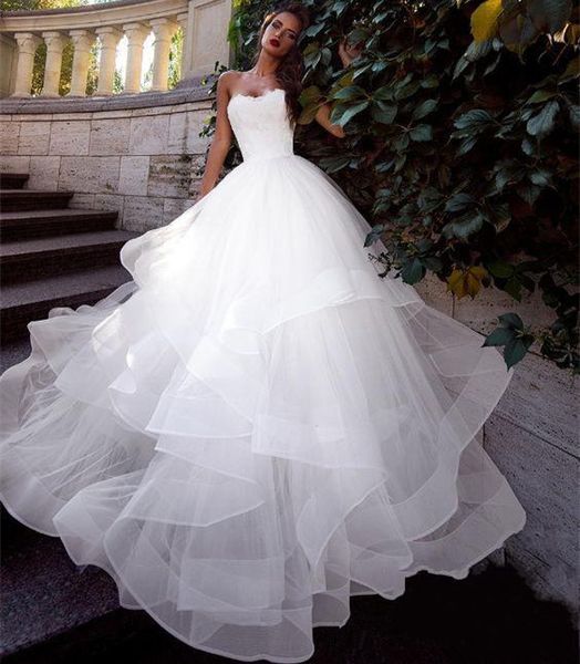 

ruffled organza ball gown sweetheart wedding dress 2019 white floor length african wedding gowns lace up