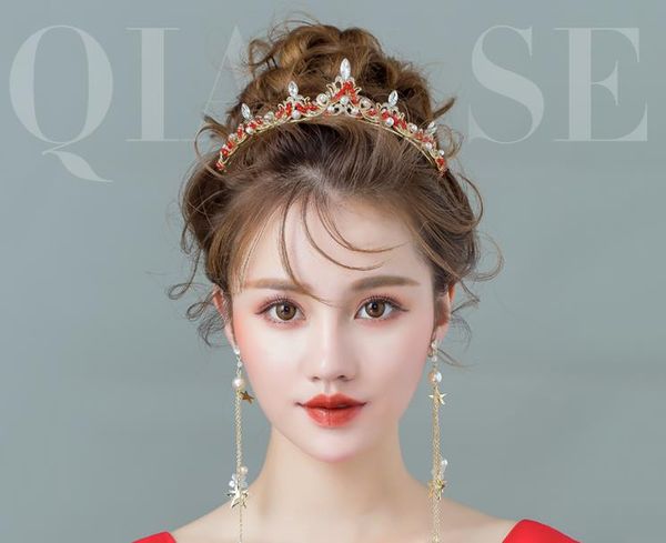 

bridal headwear 2018 new red hoop crown wedding dress dinner decorations, Silver