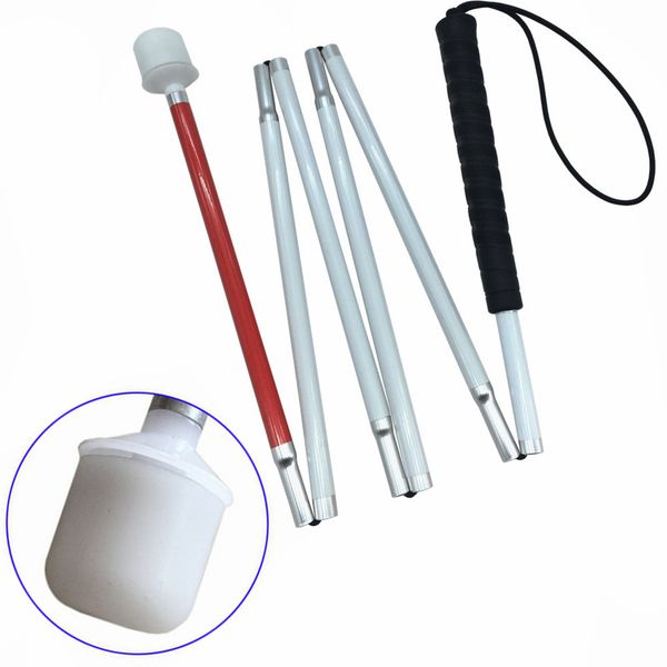 

125cm-155cm, aluminum mobility folding white cane with black handle for the blind (folds down 6 sections