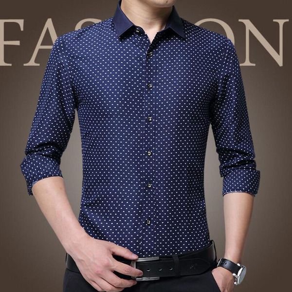 

2018 men's new casual business shirt men's printing large size shirt long sleeve fashion slim dress clothing, White;black