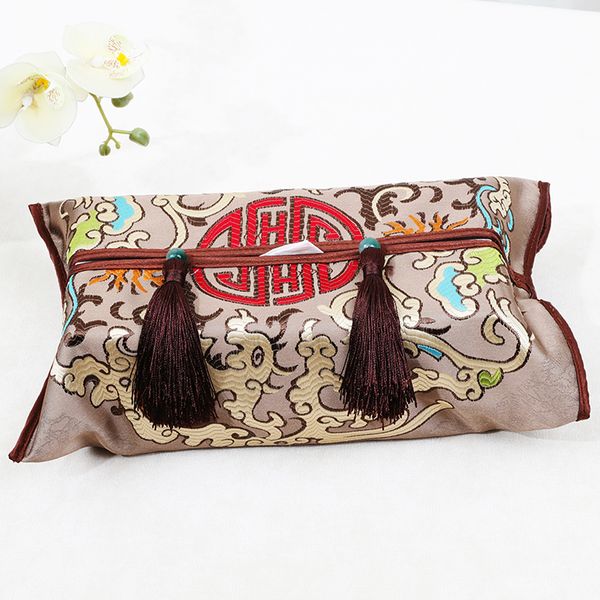 

decorative dragon chinese silk brocade tissue box cover high end car home decor ethnic pattern removable napkin case kleenex box cover